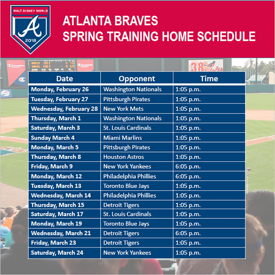 Play Ball! Atlanta Braves' Spring Training Announced