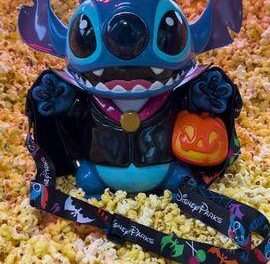 “Disneyland Resort Unveils Fang-tastic Vampire Stitch Popcorn Bucket for Halloween Fun!”